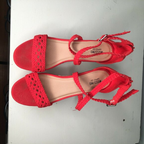 Mossimo Coral Orange Crochet Cork Wedge Heeled Sandals Espadrilles Womens 8 EUC - Picture 3 of 5